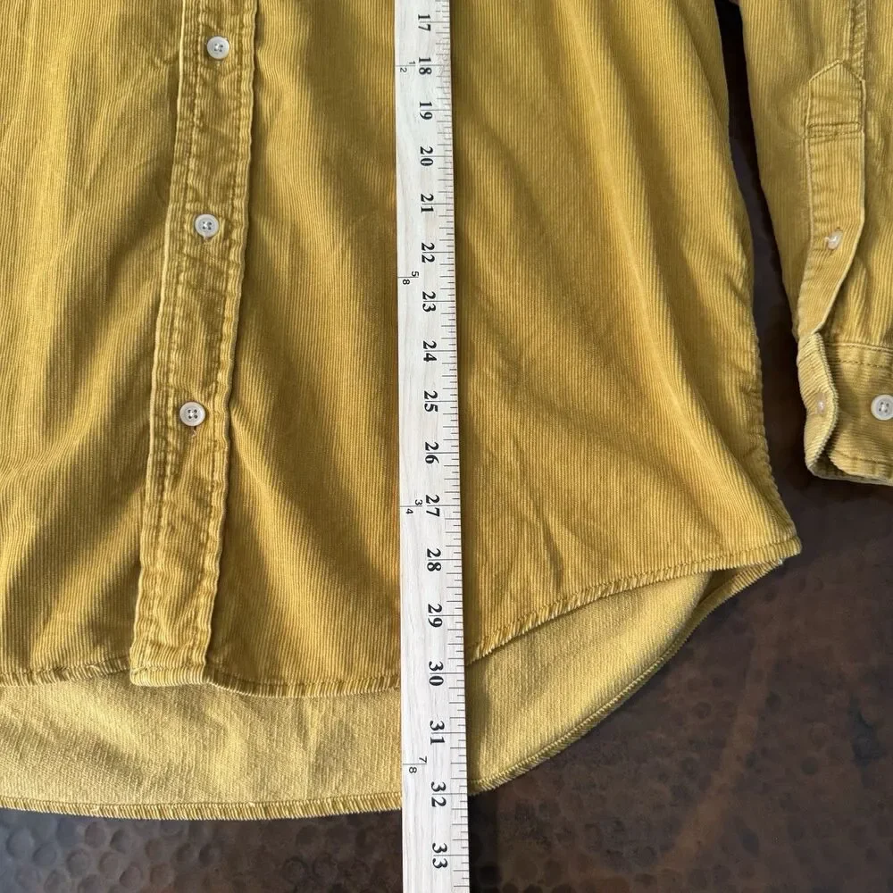 VTG Banana Republic Corduroy Shirt Men M Mustard Yellow Pinwale Cotton Hong Kong